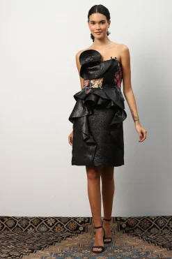 RANNA GILL Dresses-Alessandra Ruffled Mini Dress Black