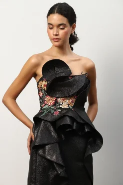 RANNA GILL Dresses-Alessandra Ruffled Mini Dress Black