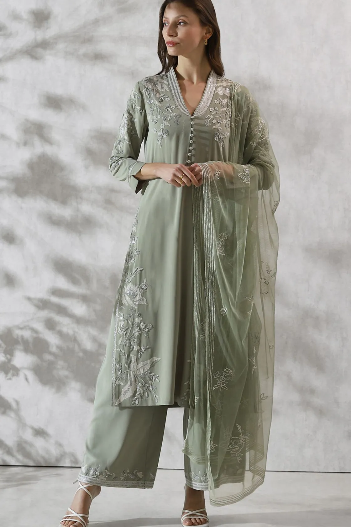 RANNA GILL Indian Tunic Sets-Avani Tunic Set Celadon