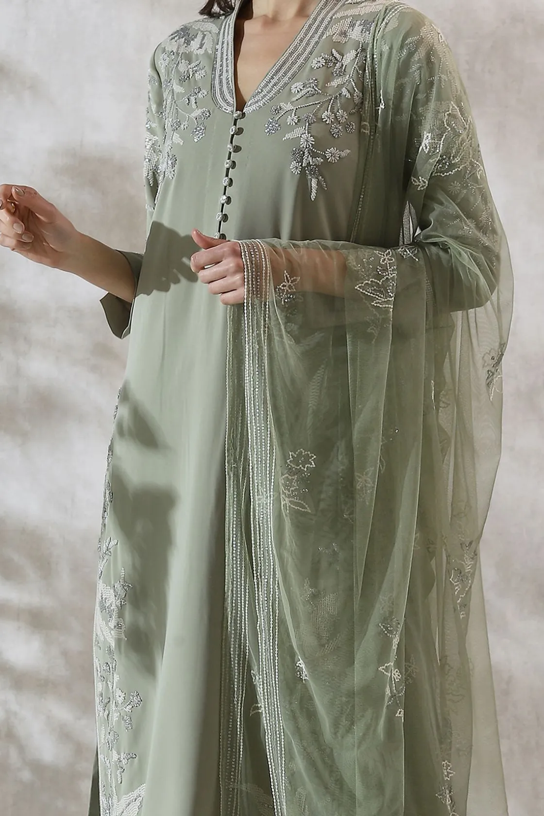 RANNA GILL Indian Tunic Sets-Avani Tunic Set Celadon