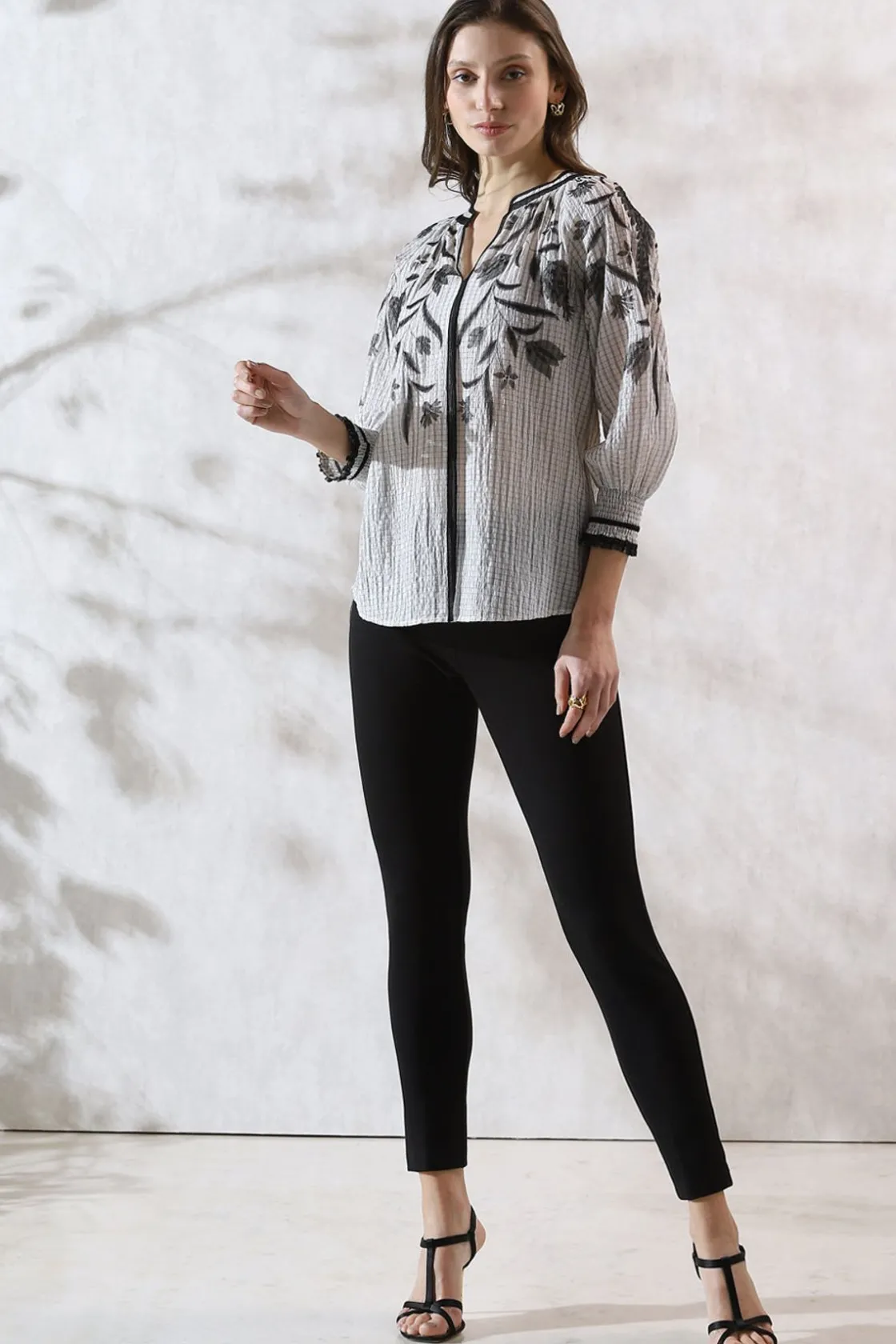 RANNA GILL Tops-Casie Blouse Black & White