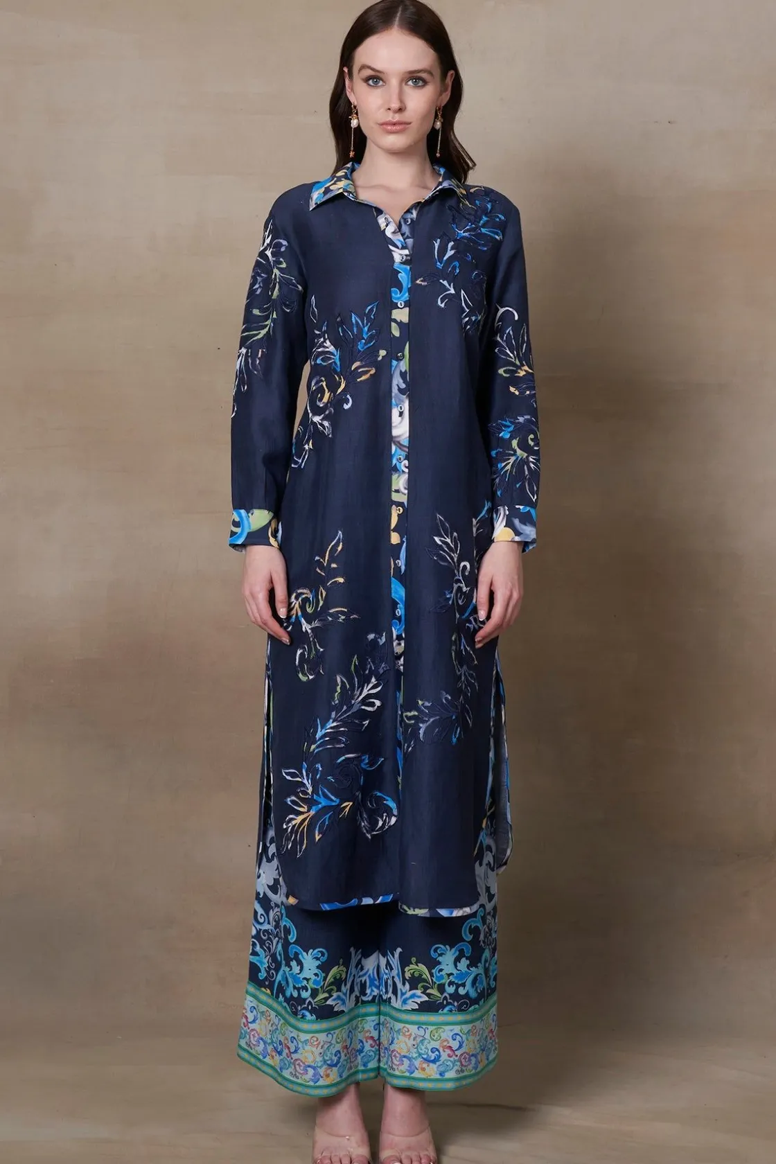 RANNA GILL Indian Tunic Sets-Kinsley Tunic Set Navy