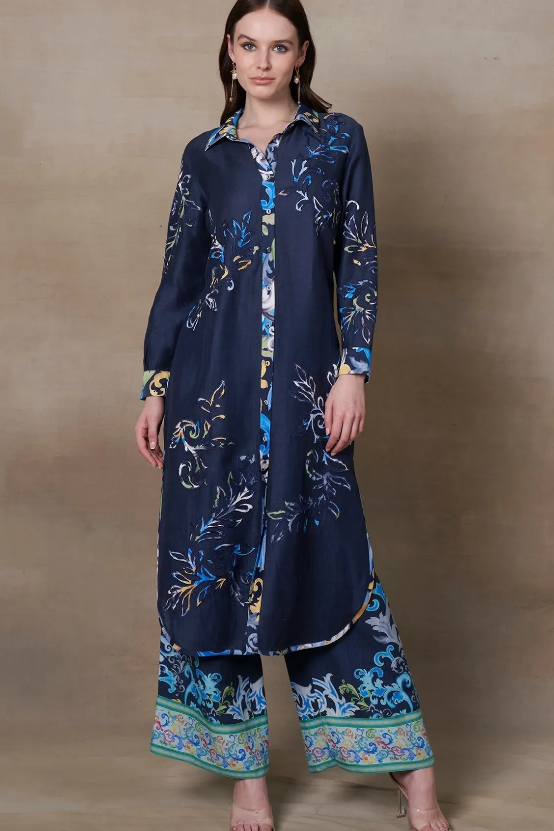 RANNA GILL Indian Tunic Sets-Kinsley Tunic Set Navy