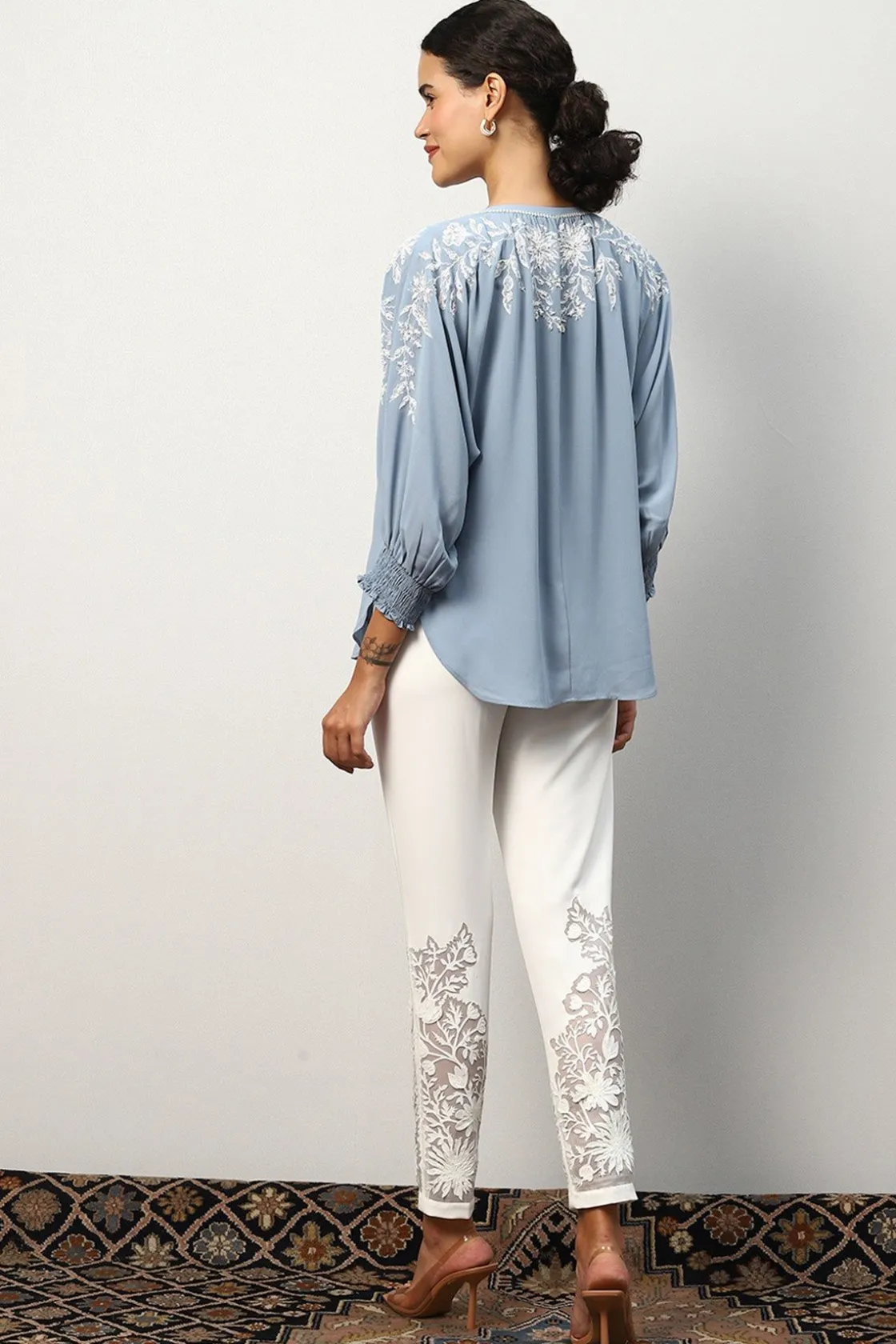 RANNA GILL Tops-Maria Blouse Ashley Blue