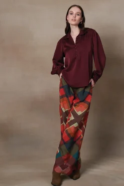 RANNA GILL Tops-Olivia Blouse Ox-Blood