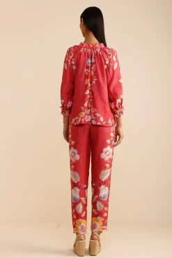 RANNA GILL Tops-Rosalie Blouse Coral