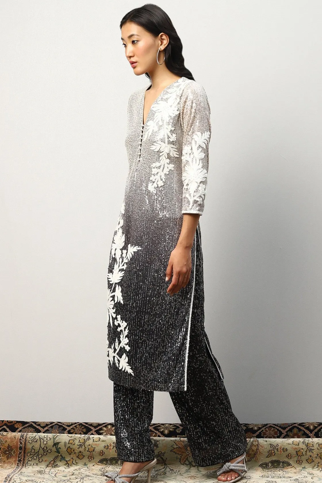 RANNA GILL Indian Tunic Sets-Scarlett Tunic Set Black Ombrey