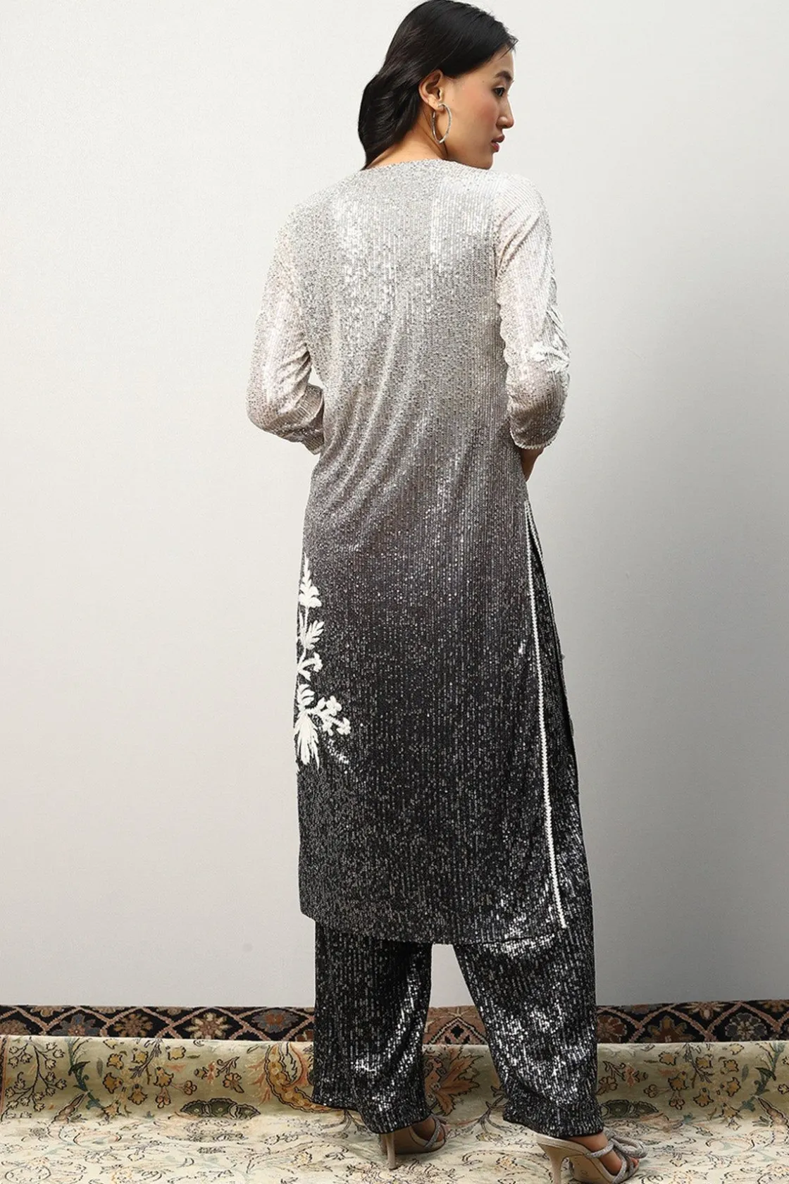RANNA GILL Indian Tunic Sets-Scarlett Tunic Set Black Ombrey