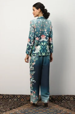 RANNA GILL Jackets-Serenity Jacket Teal Forest Print