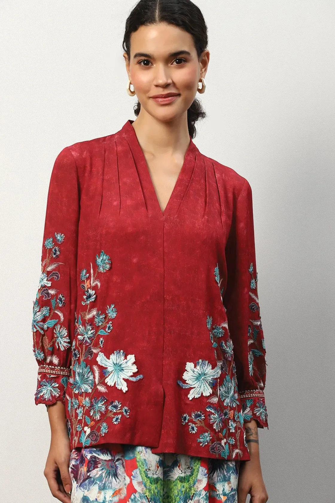 RANNA GILL Tops-Tiana Blouse Red