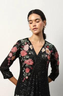 RANNA GILL Indian Tunic Sets-Trivana Tunic Set Black