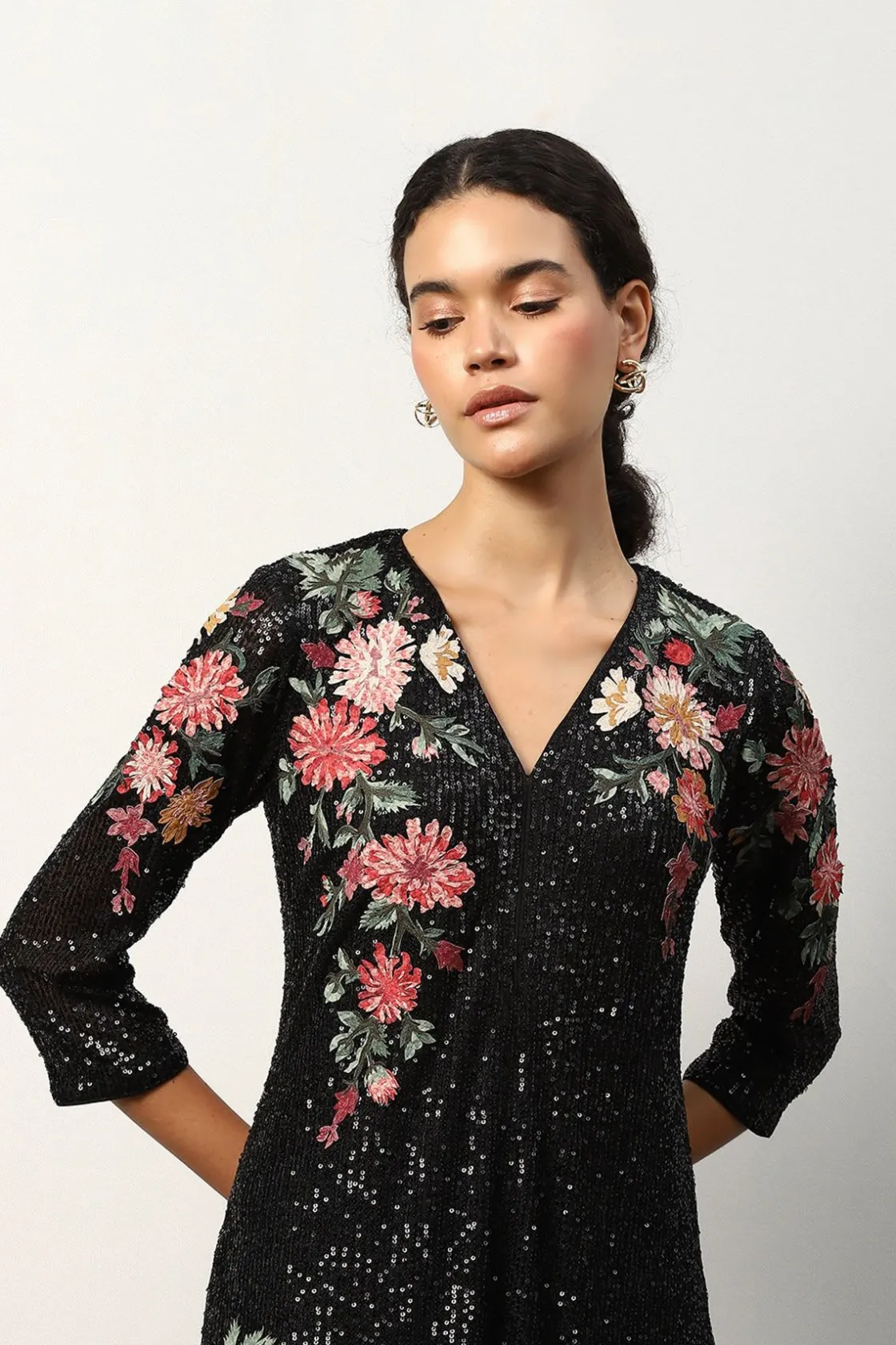 RANNA GILL Indian Tunic Sets-Trivana Tunic Set Black