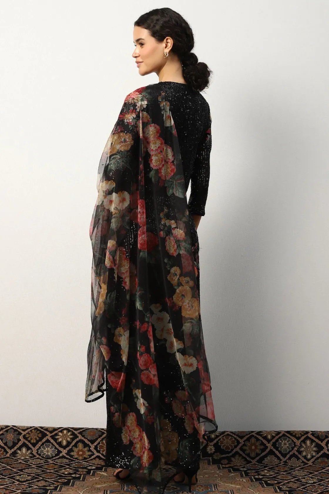 RANNA GILL Indian Tunic Sets-Trivana Tunic Set Black